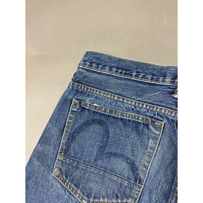 Evisu Japan vintage blue jeans raw denim navy seagulls