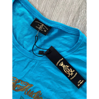 Ed Hardy Christian Audiger vintage blue t-shirt Y2K