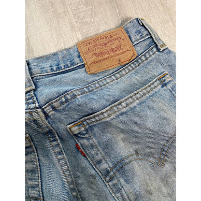 90s Levi’s 528 vintage baby blue jeans made in UK worn denim