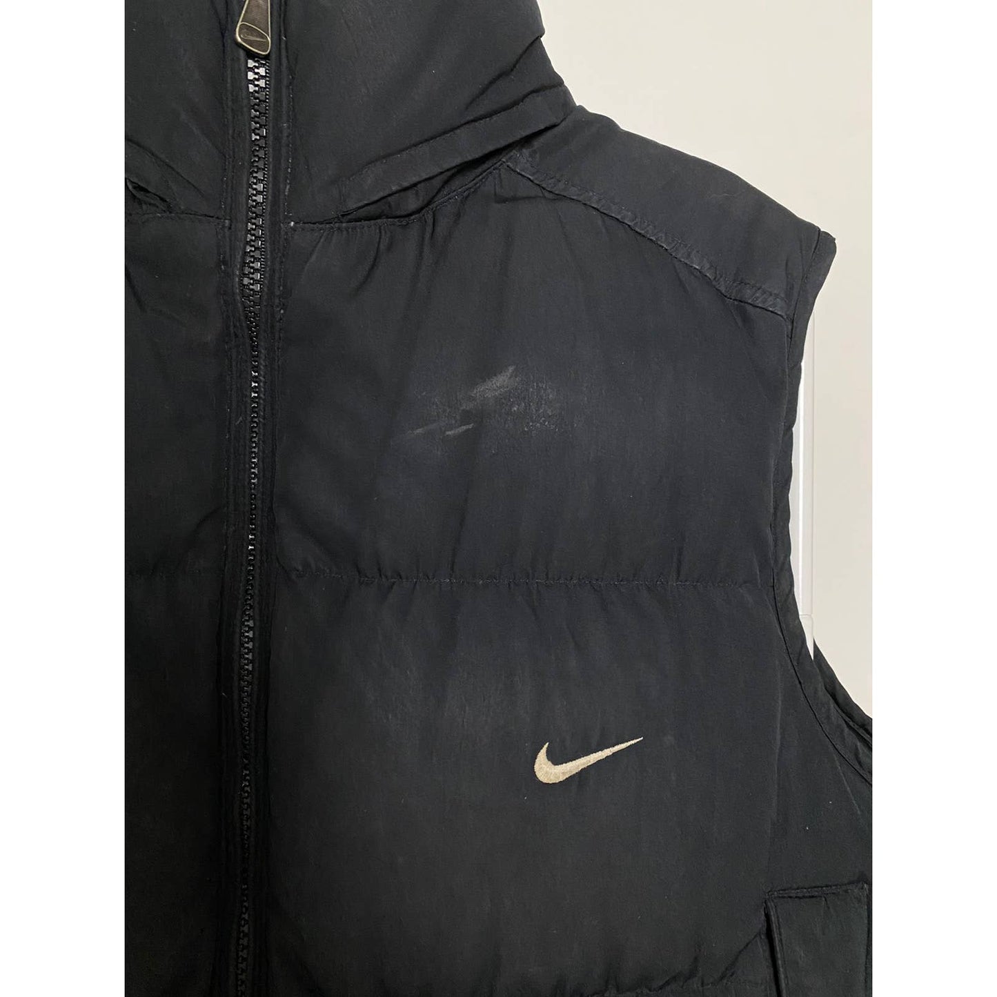 Nike vintage black puffer vest small swoosh 2000s