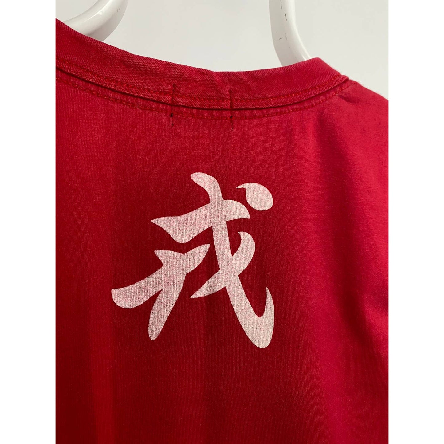 Evisu Japan vintage big logo seagull T-shirt white on red