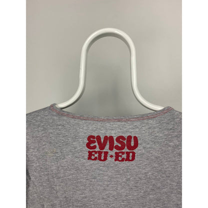 Evisu EU ED vintage T-shirt big seagull logo red in grey