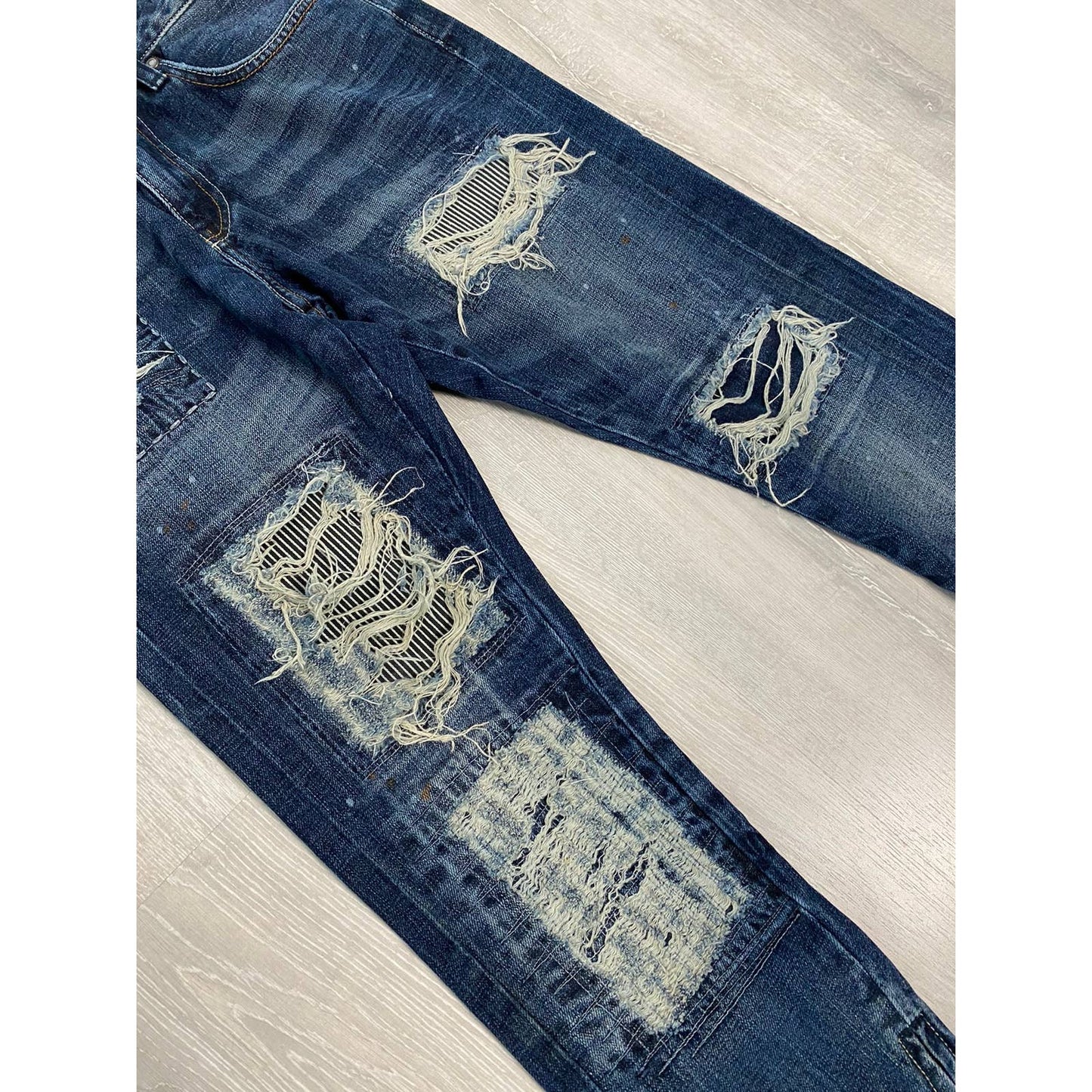 Represent patchwork selvedge jeans vintage blue navy