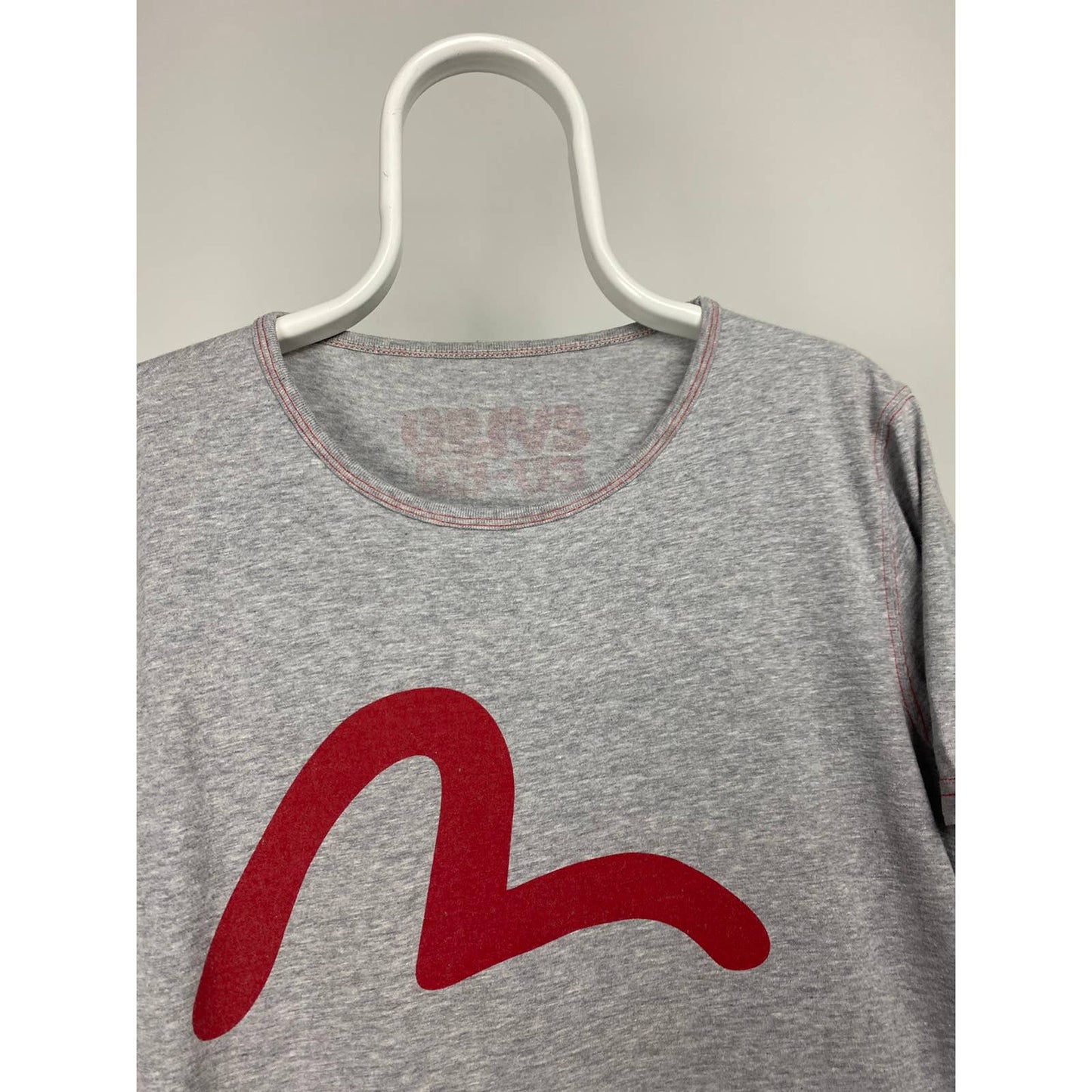 Evisu EU ED vintage T-shirt big seagull logo red in grey