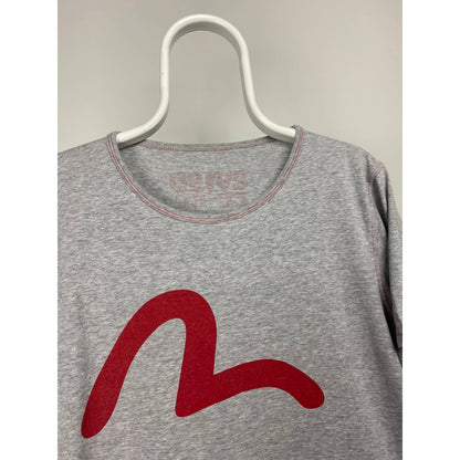 Evisu EU ED vintage T-shirt big seagull logo red in grey