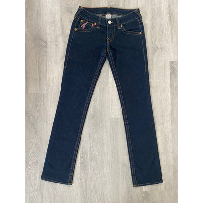 True Religion vintage navy jeans big painted logo Y2K