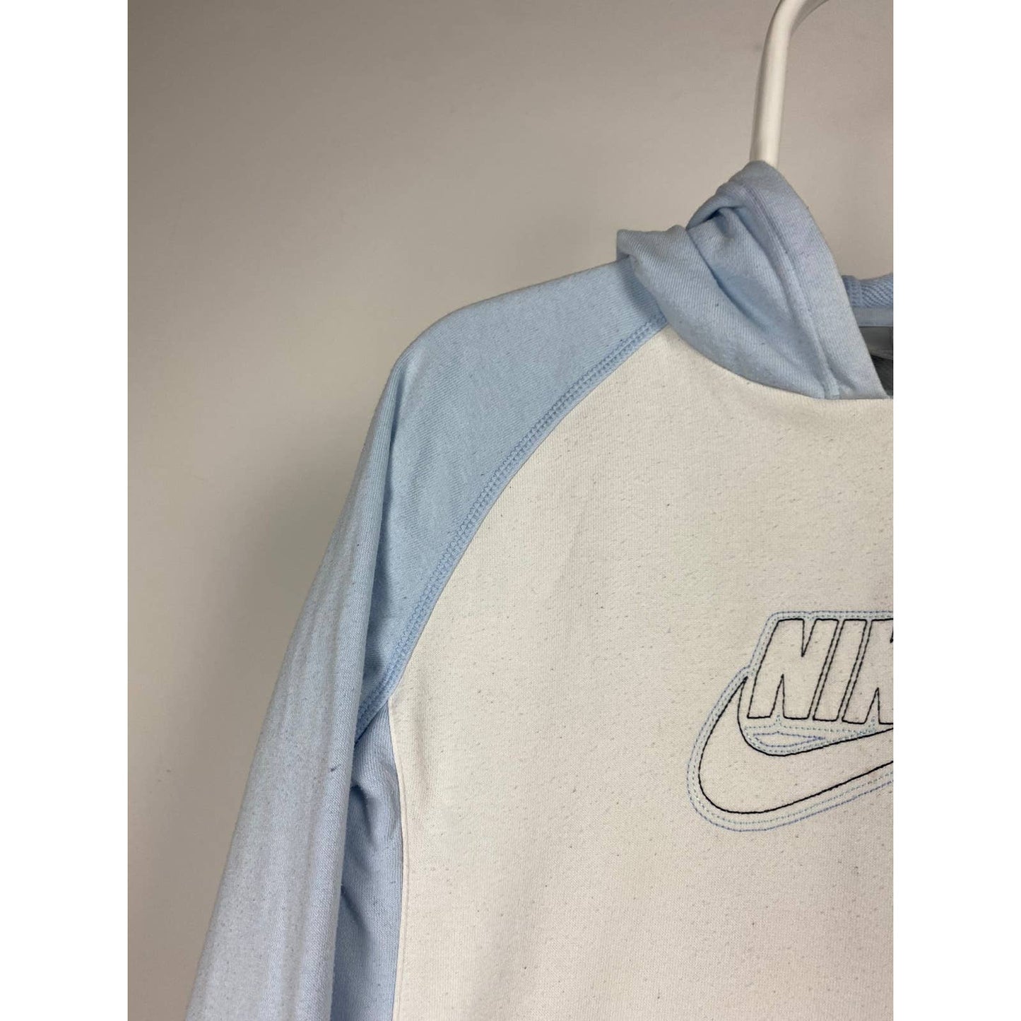 Nike vintage hoodie baby blue / white big central logo 2000s