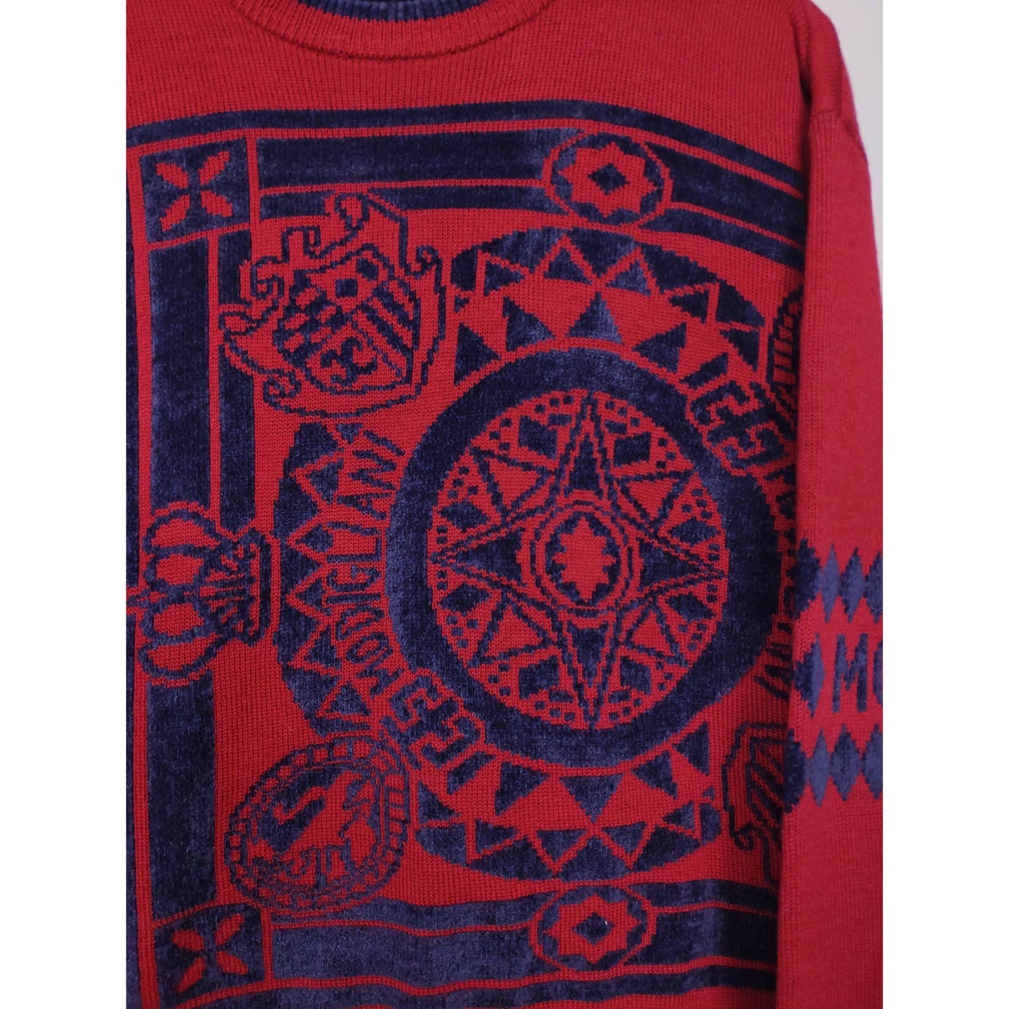Modigliani Italian Designer sweater african red Coogi style