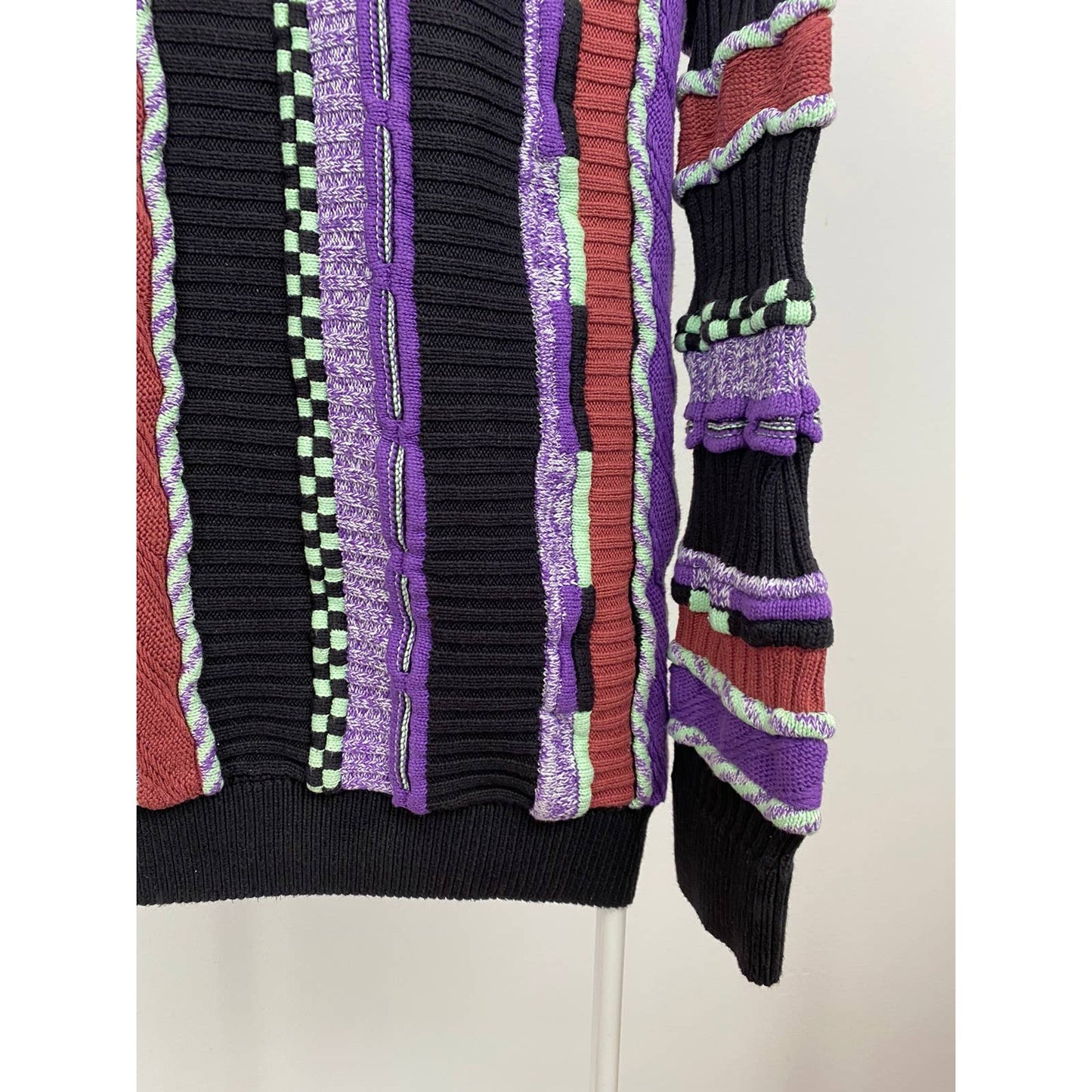 Review vintage purple sweater Coogi style cable knit