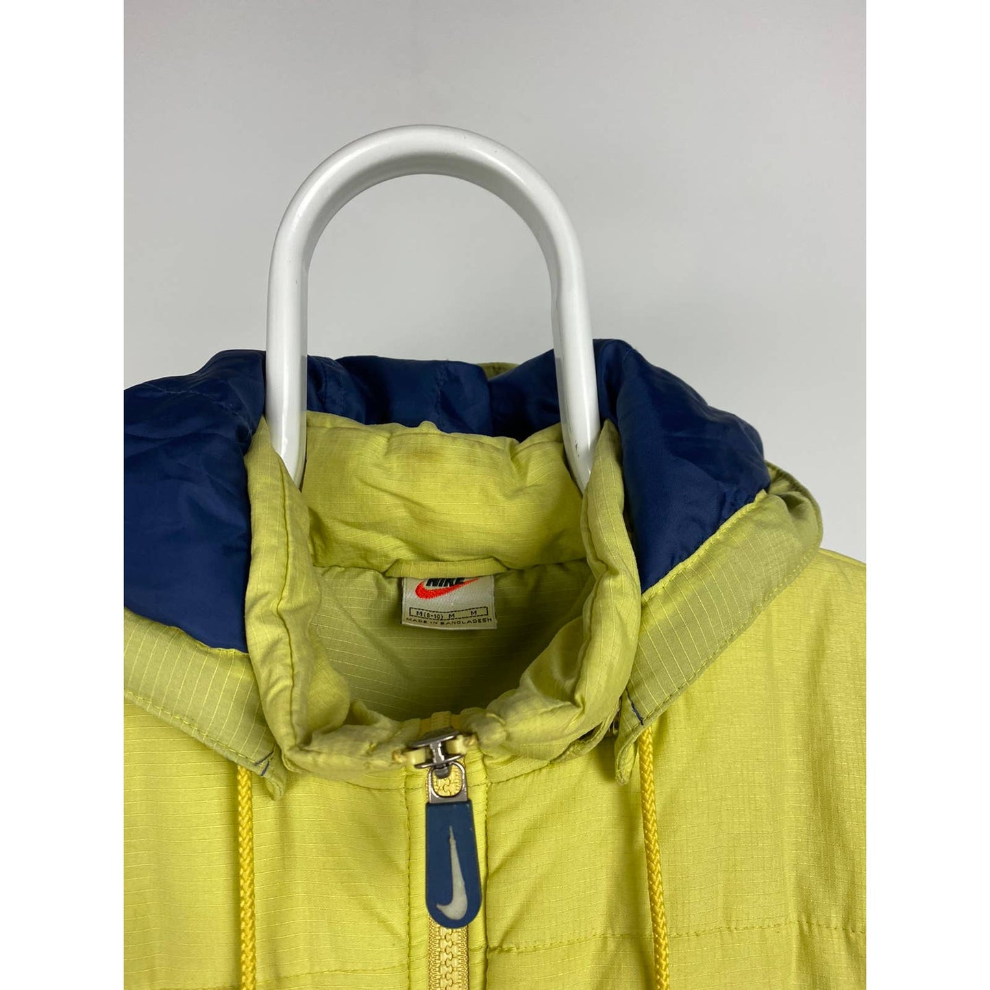 90s Nike vintage yellow puffer jacket spell out big logo