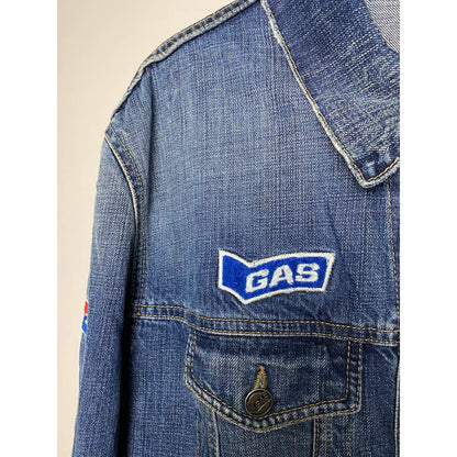 Honda vintage blue denim jacket racing Gas basic