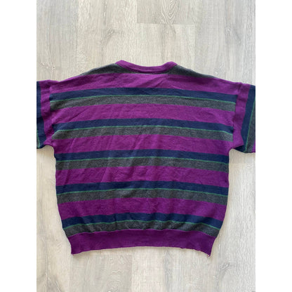 Lacoste vintage Purple striped sweater small logo
