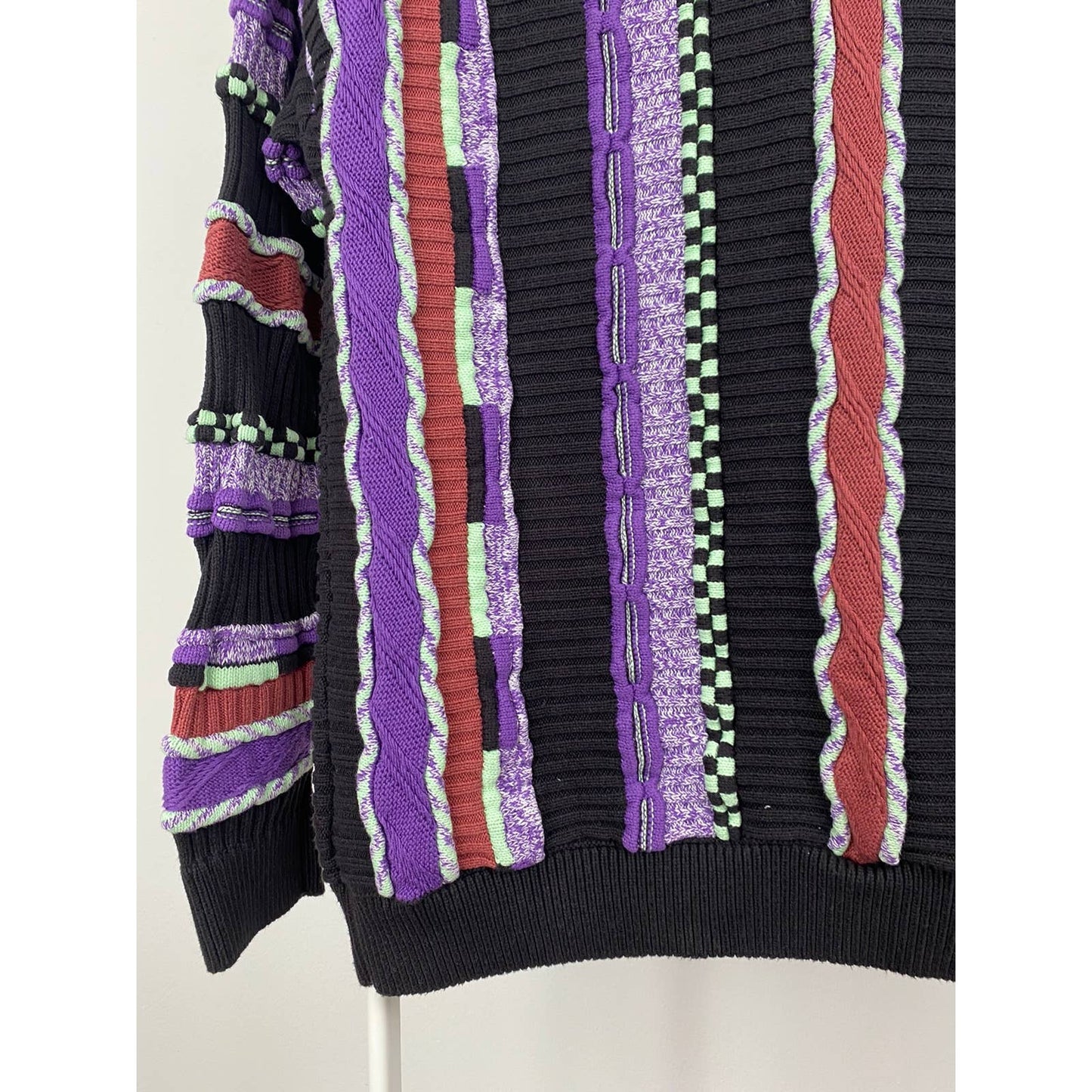 Review vintage purple sweater Coogi style cable knit