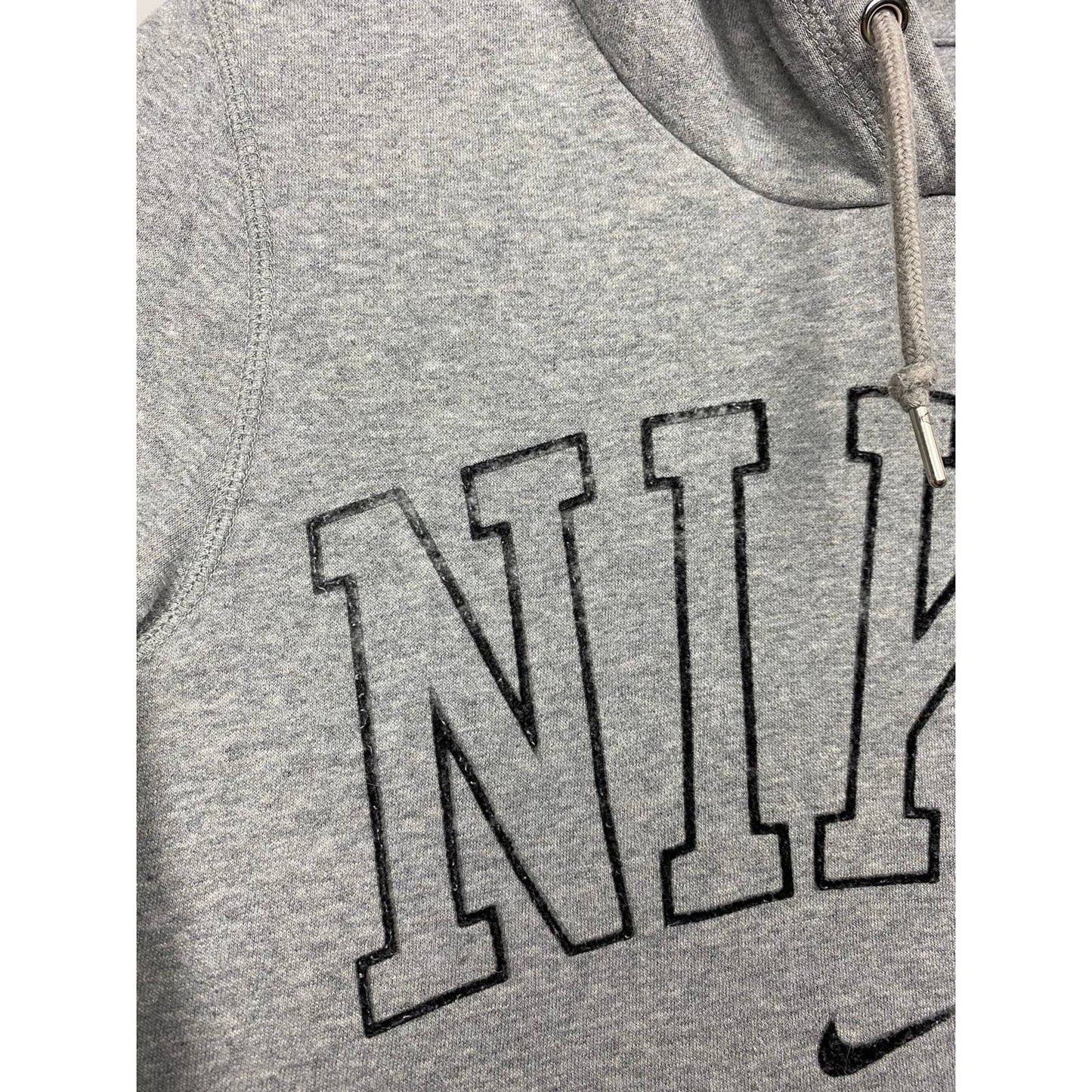 Nike spell out hoodie center swoosh grey collage vintage