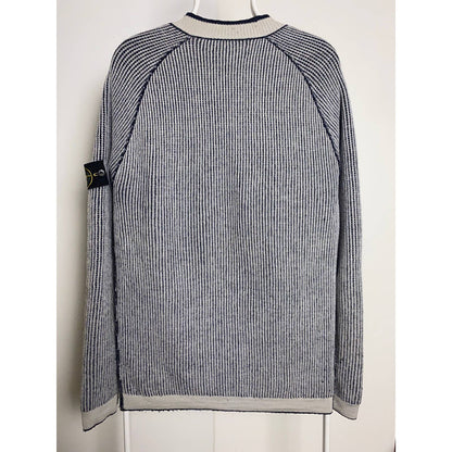 Stone Island reversible sweater grey navy with badge