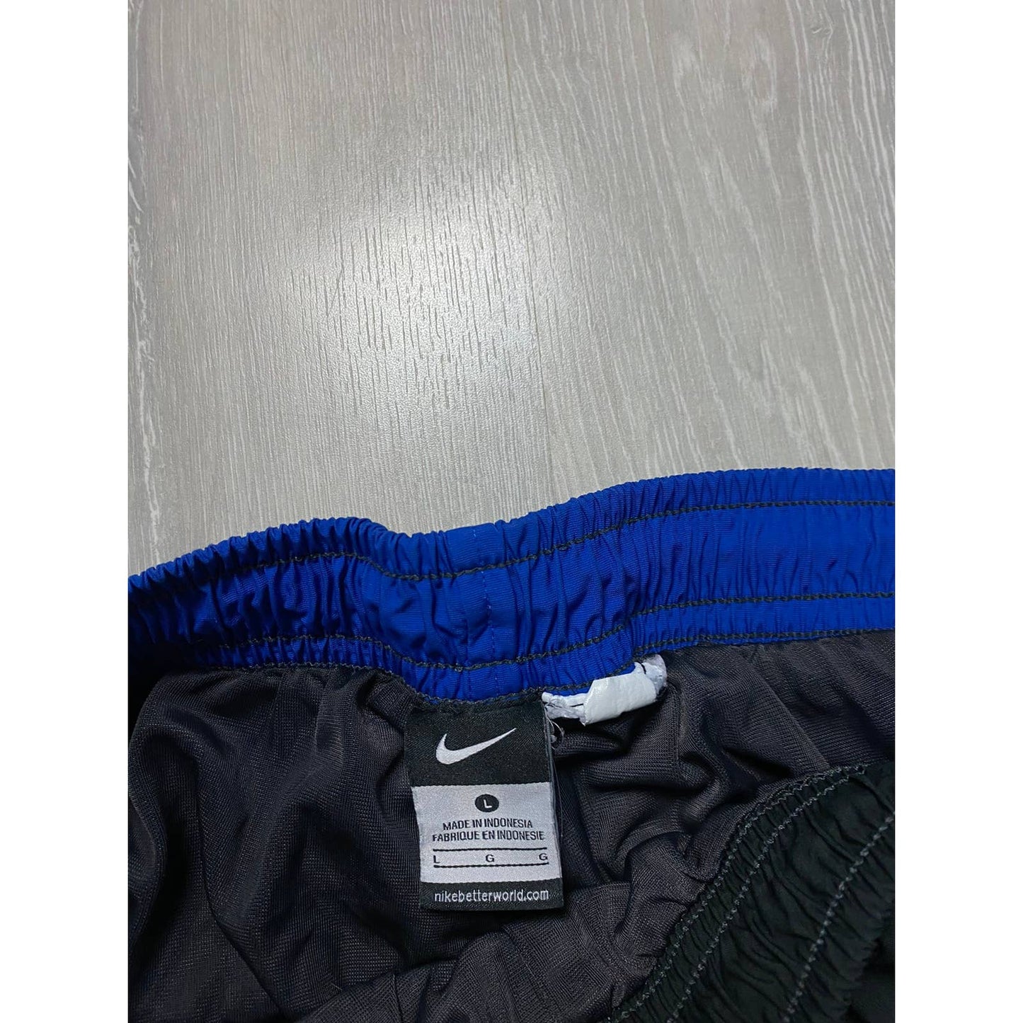 Nike vintage black blue track pants big logo spell out