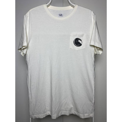 C.P Company white T-shirt lens pocket logo