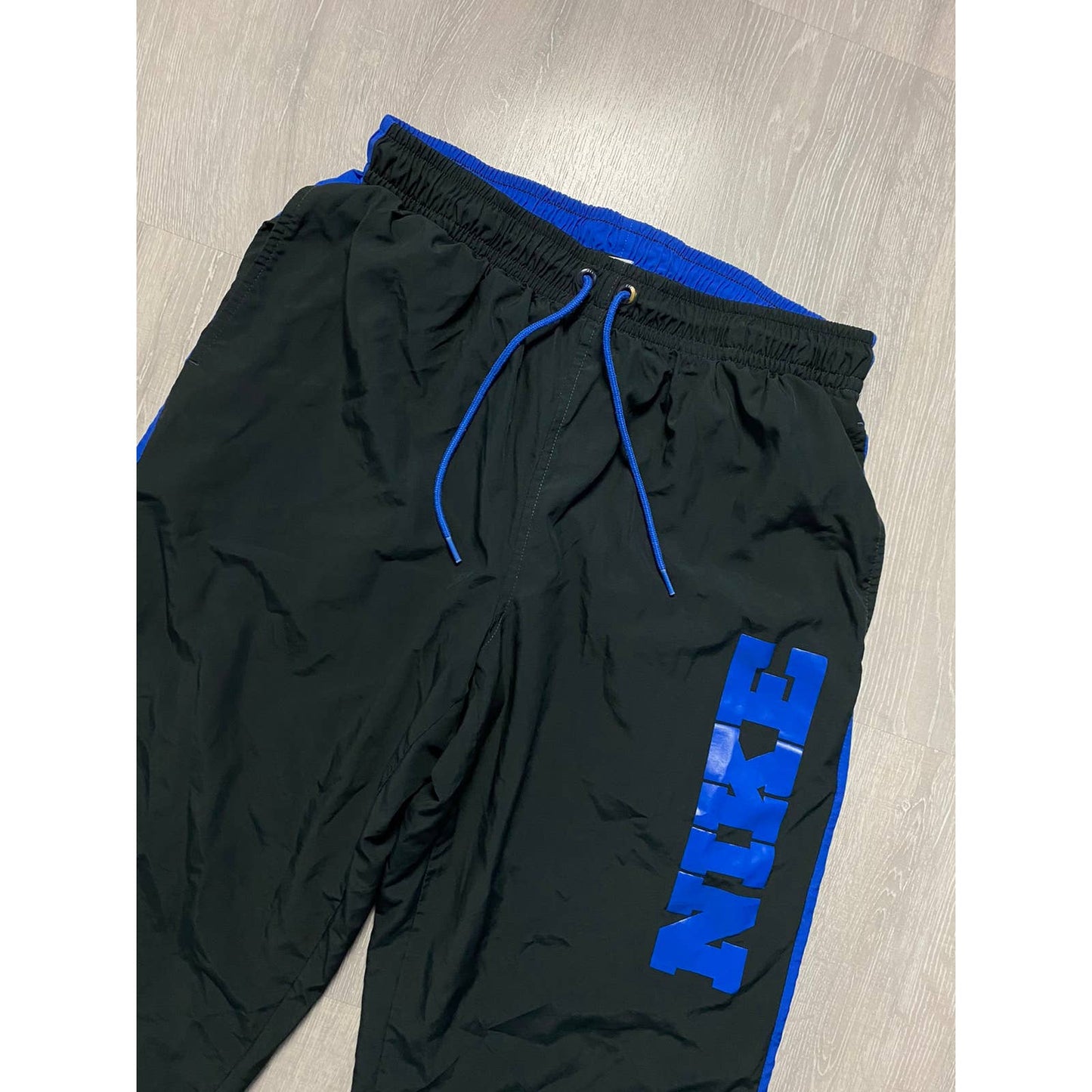 Nike vintage black blue track pants big logo spell out