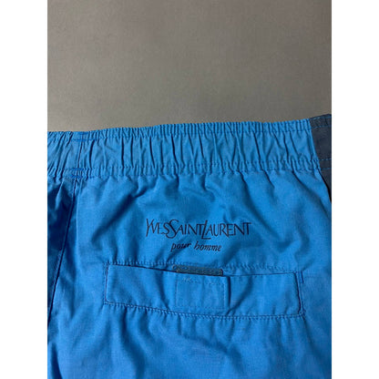 90s Yves Saint Laurent vintage YSL blue shorts small logo