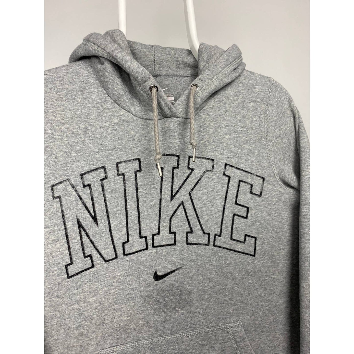 Nike spell out hoodie center swoosh grey collage vintage