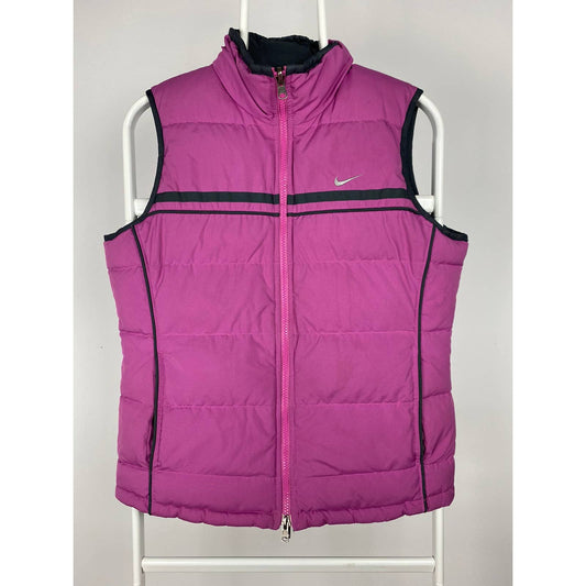 Nike vintage black pink reversible puffer vest small swoosh