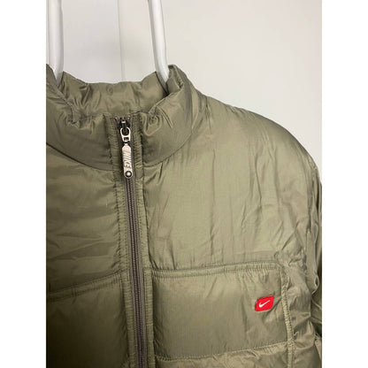 Nike vintage olive puffer jacket small swoosh 2000s