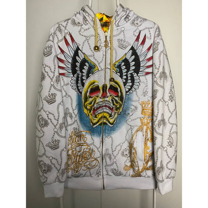 Christian Audigier vintage white hoodie reversible Y2K