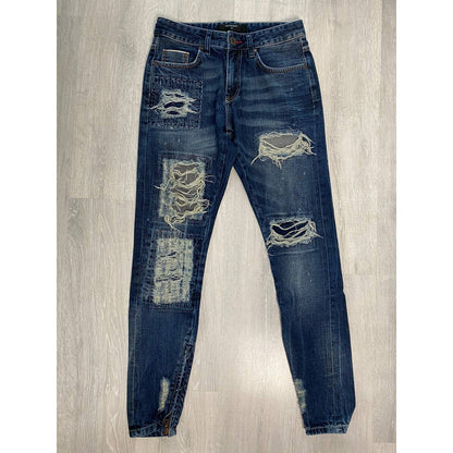 Represent patchwork selvedge jeans vintage blue navy