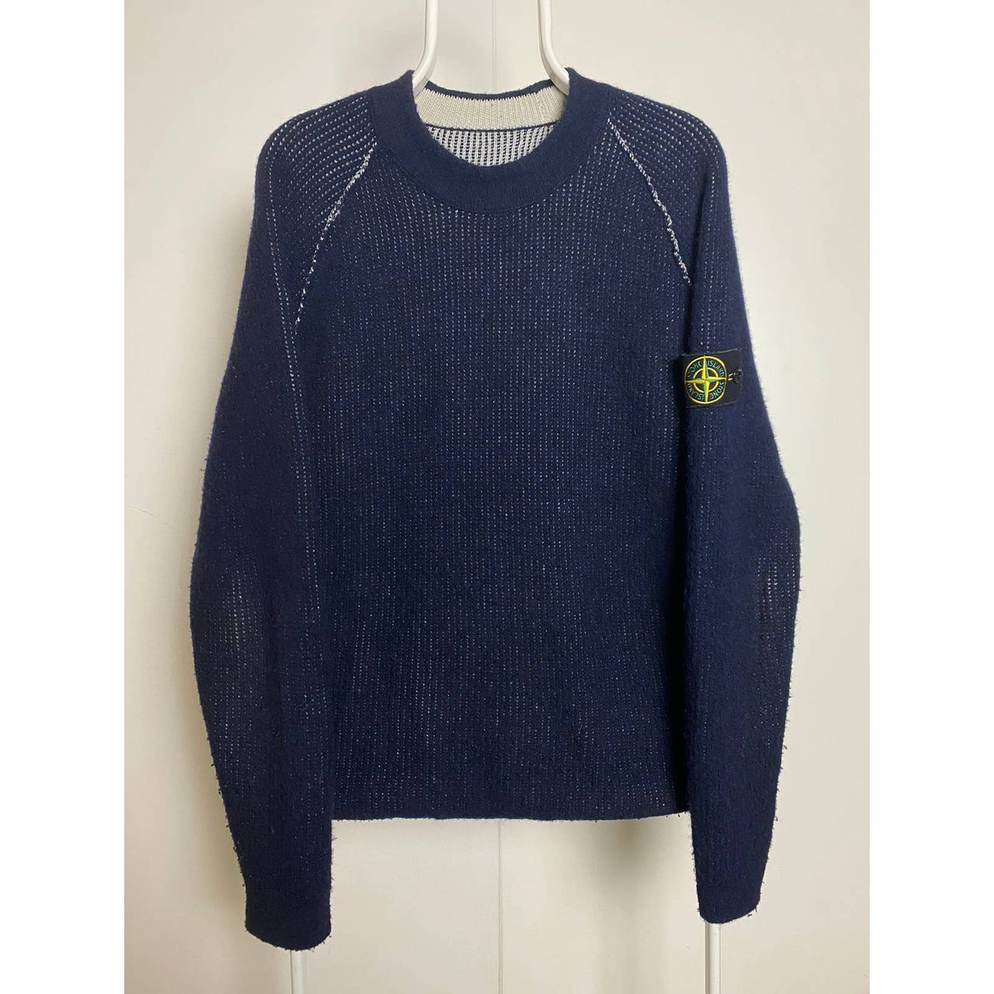 Stone Island reversible sweater grey navy with badge