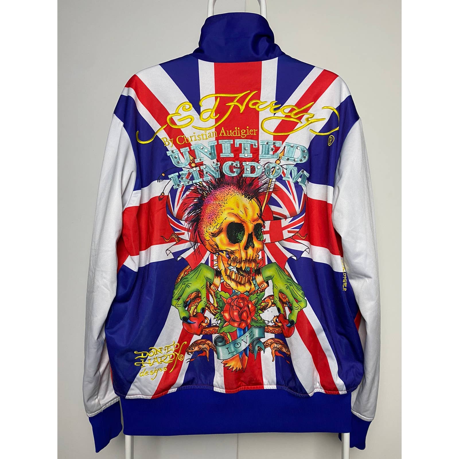 Ed Hardy Christian Audigier vintage red blue track jacket UK