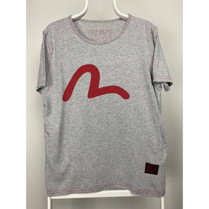 Evisu EU ED vintage T-shirt big seagull logo red in grey