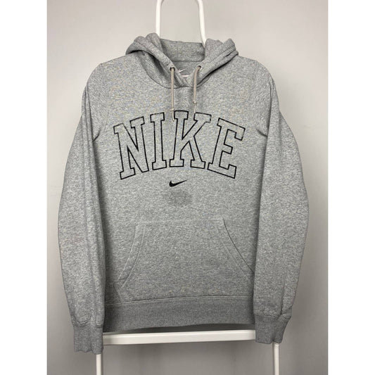 Nike spell out hoodie center swoosh grey collage vintage