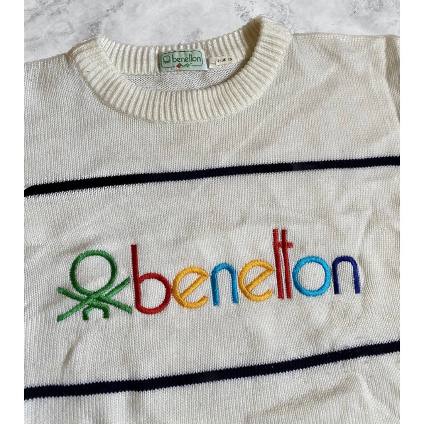 Benetton vintage sweater big logo multicolor united colors