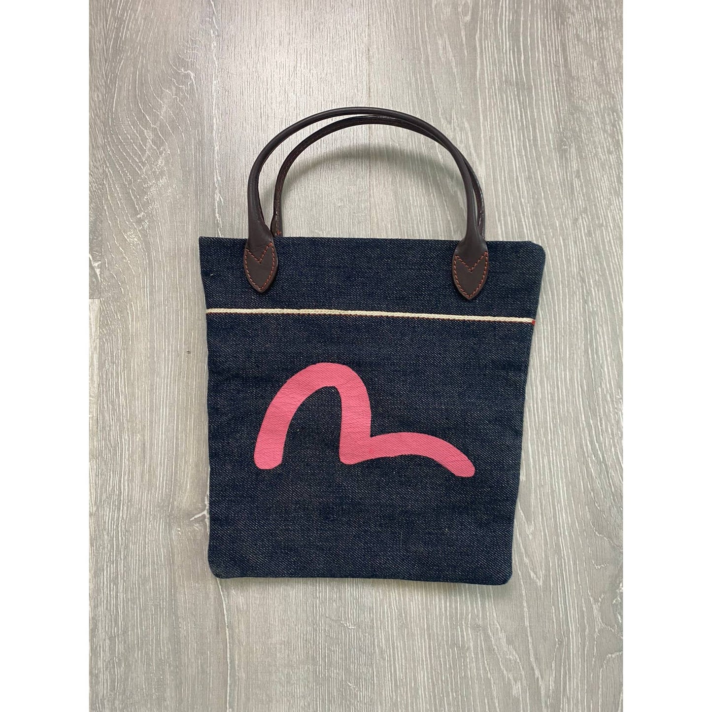 Evisu bag navy big Pink logo seagull selvedge