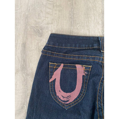 True Religion vintage navy jeans big painted logo Y2K