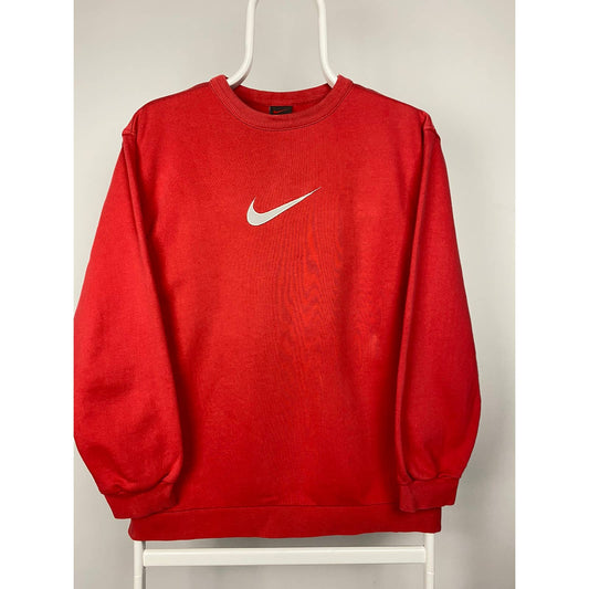 Nike vintage big center swoosh sweatshirt red Y2K v-neck