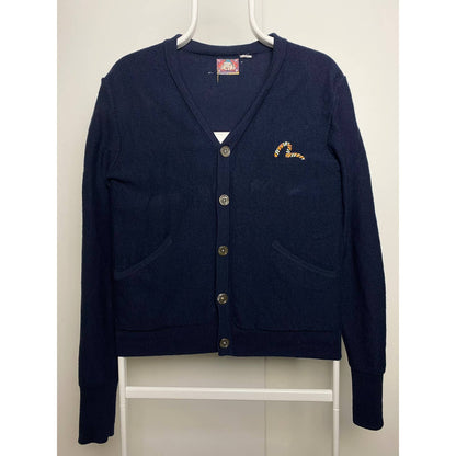 Evisu vintage navy cardigan sweater small logo