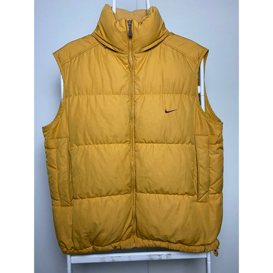 Nike vintage yellow puffer vest small swoosh 2000s