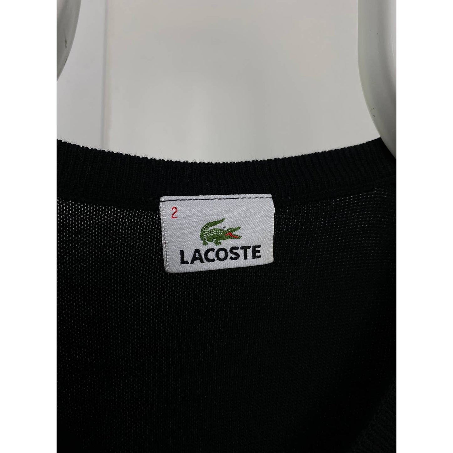 Lacoste vintage black sweater woollen vest small logo