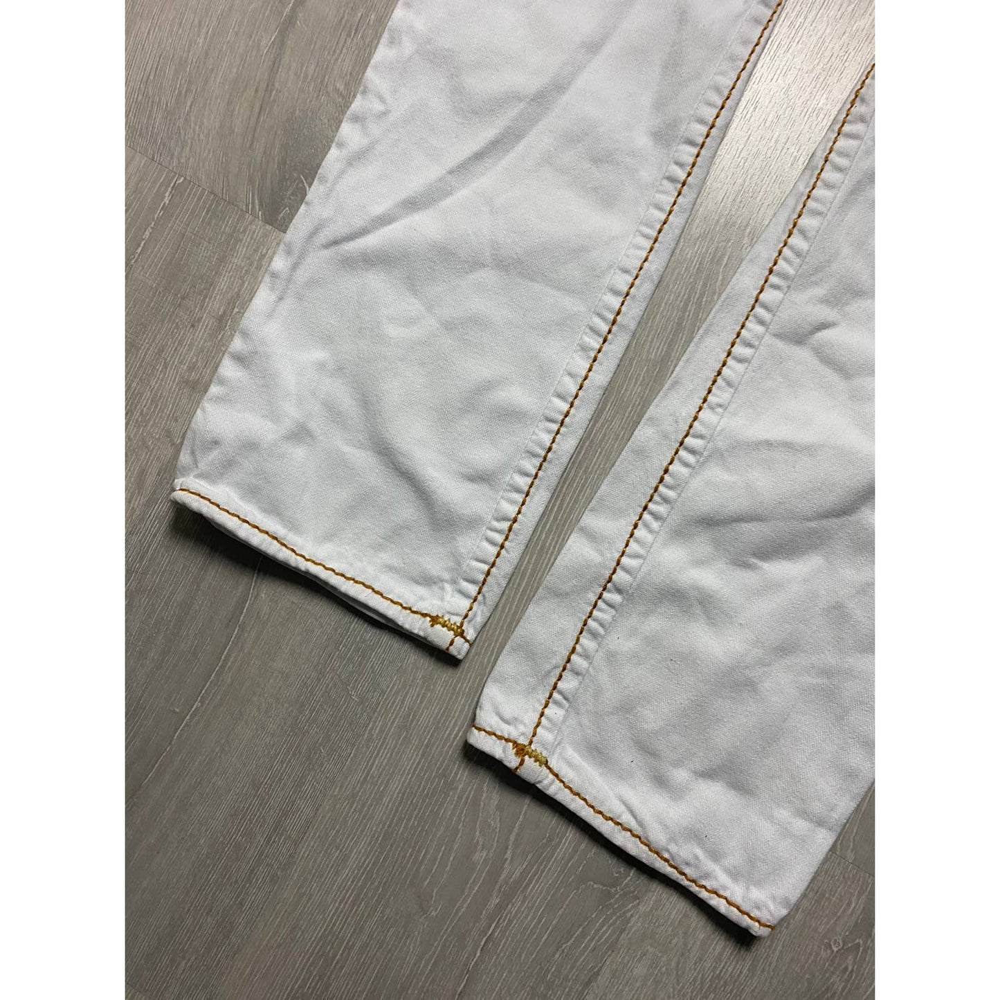 True Religion vintage white jeans Orange thick stitching Y2K