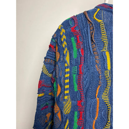Coogi sweater vintage blue cable knit multicolor