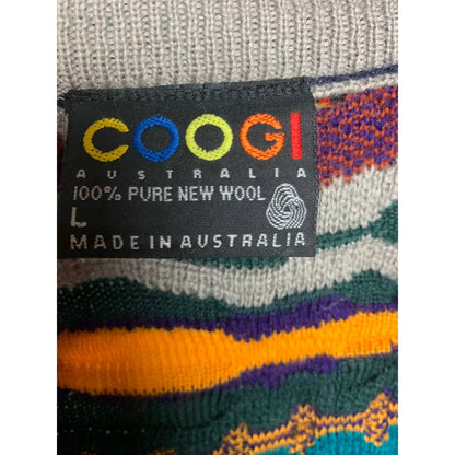 Coogi sweater vintage cardigan multicolor cable knit