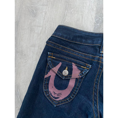 True Religion vintage navy jeans big painted logo Y2K