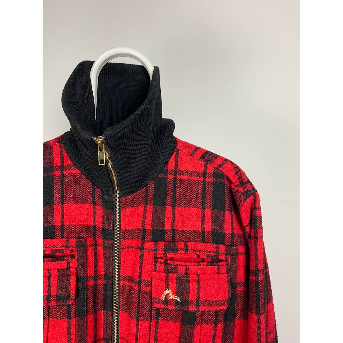Evisu Japan vintage zip up woolen hooded jacket black red