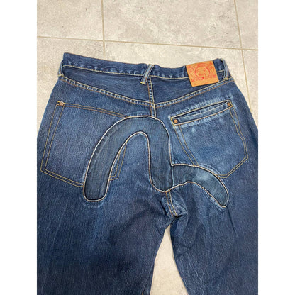 Evisu Japan vintage blue jeans denim pants big seagull logo