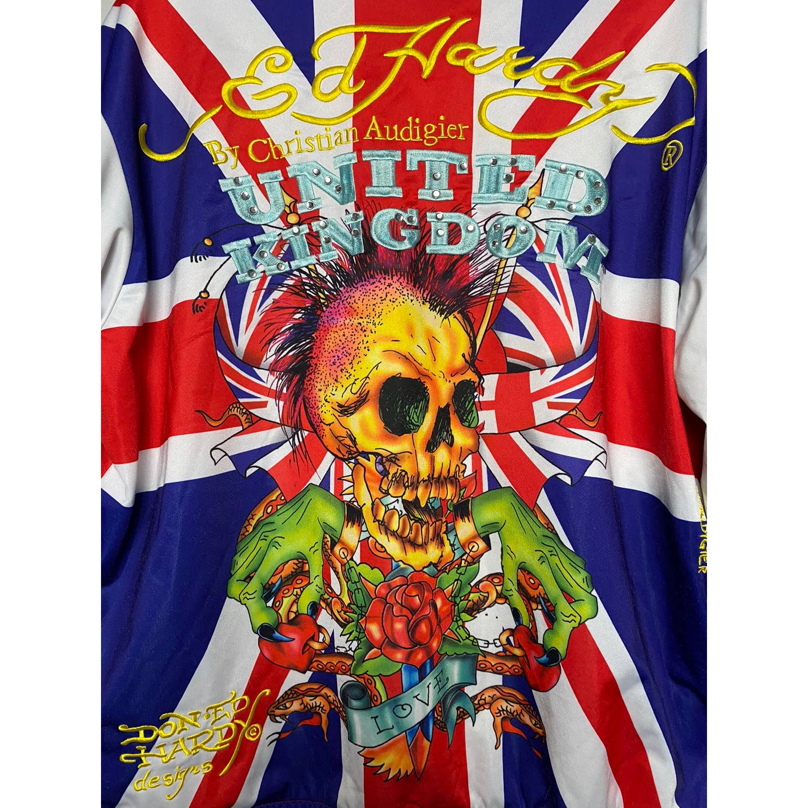 Ed Hardy Christian Audigier vintage red blue track jacket UK