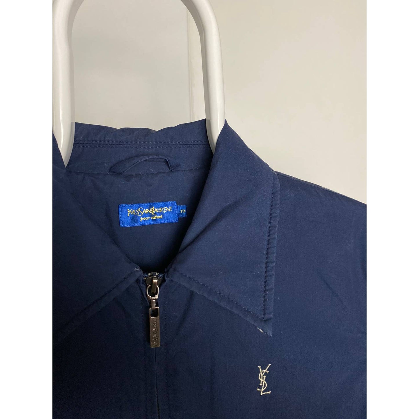Yves Saint Laurent vintage Harrington jacket navy YSL logo