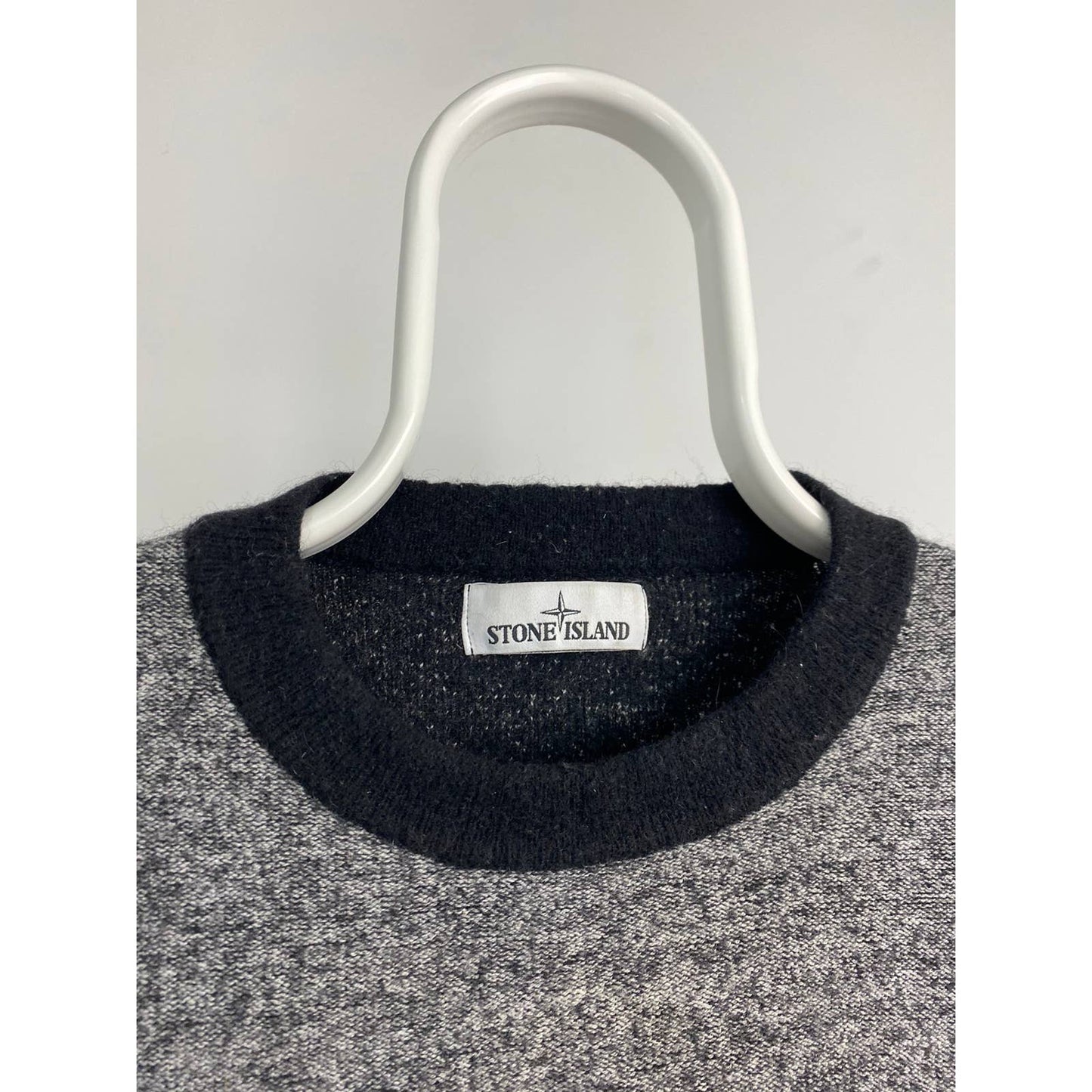 Stone Island vintage grey black wool sweater with the badge