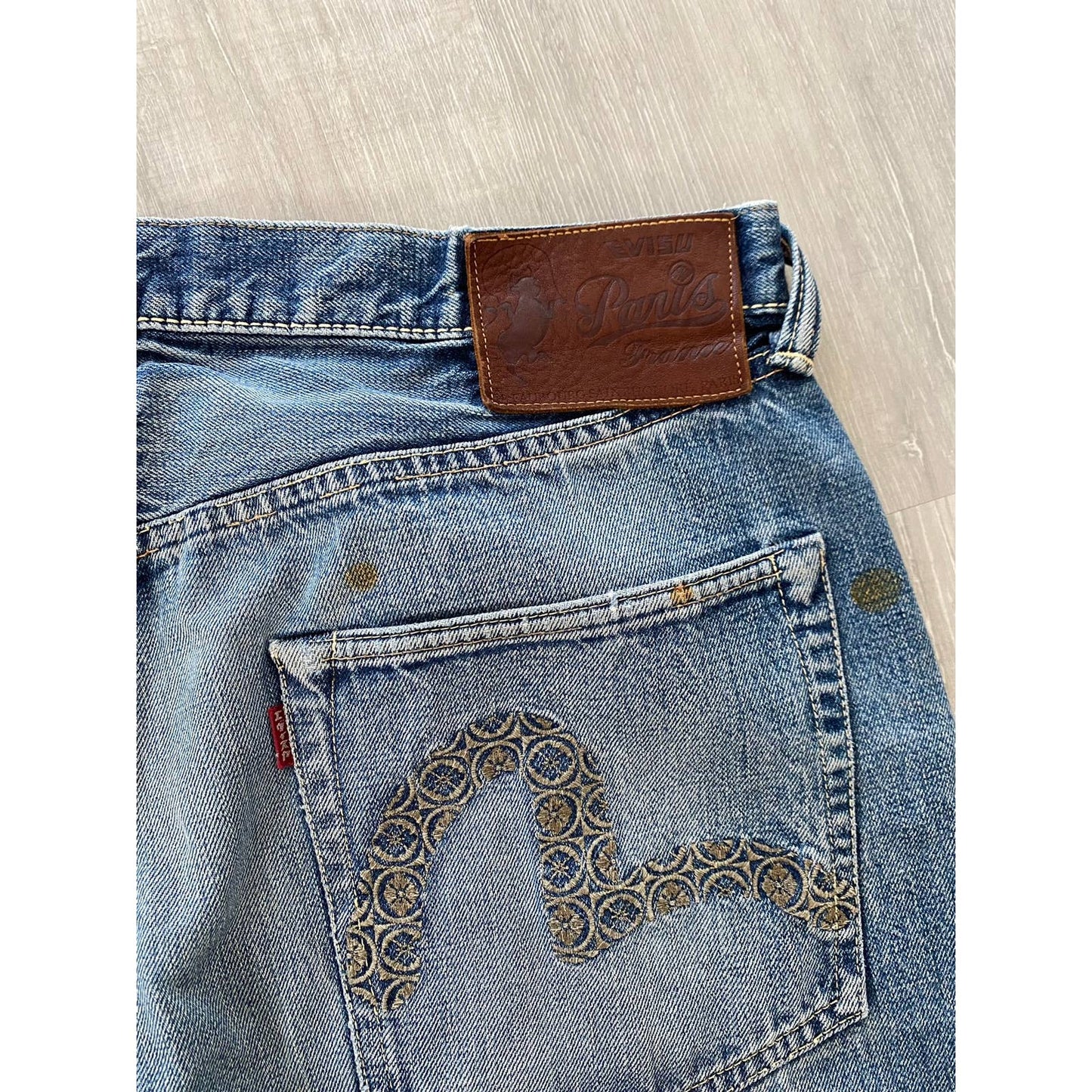 Evisu vintage front daicock jeans black big logo selvedge custom