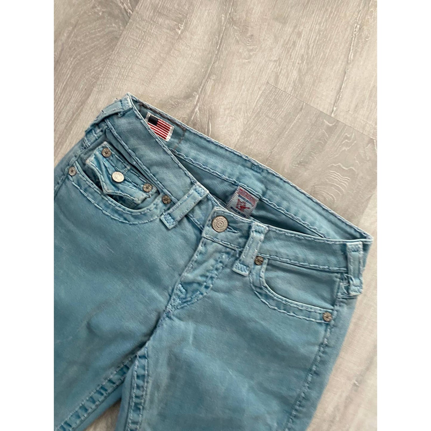 True Religion vintage blue jeans denim thick stitching